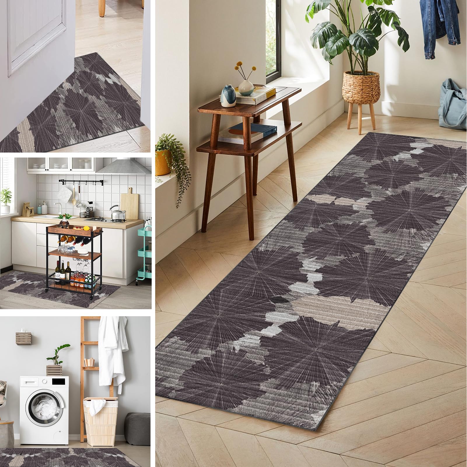 Alfombra de pasillo lavable de 50 x 180 cm antideslizante para cocina y pasillos modernos