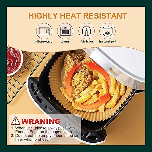 Miniatura 6 de Everdew Air Fryer Disposable Paper Liners, 100PCS Non-Stick Air Fryer Parchment Liner (9"Round)