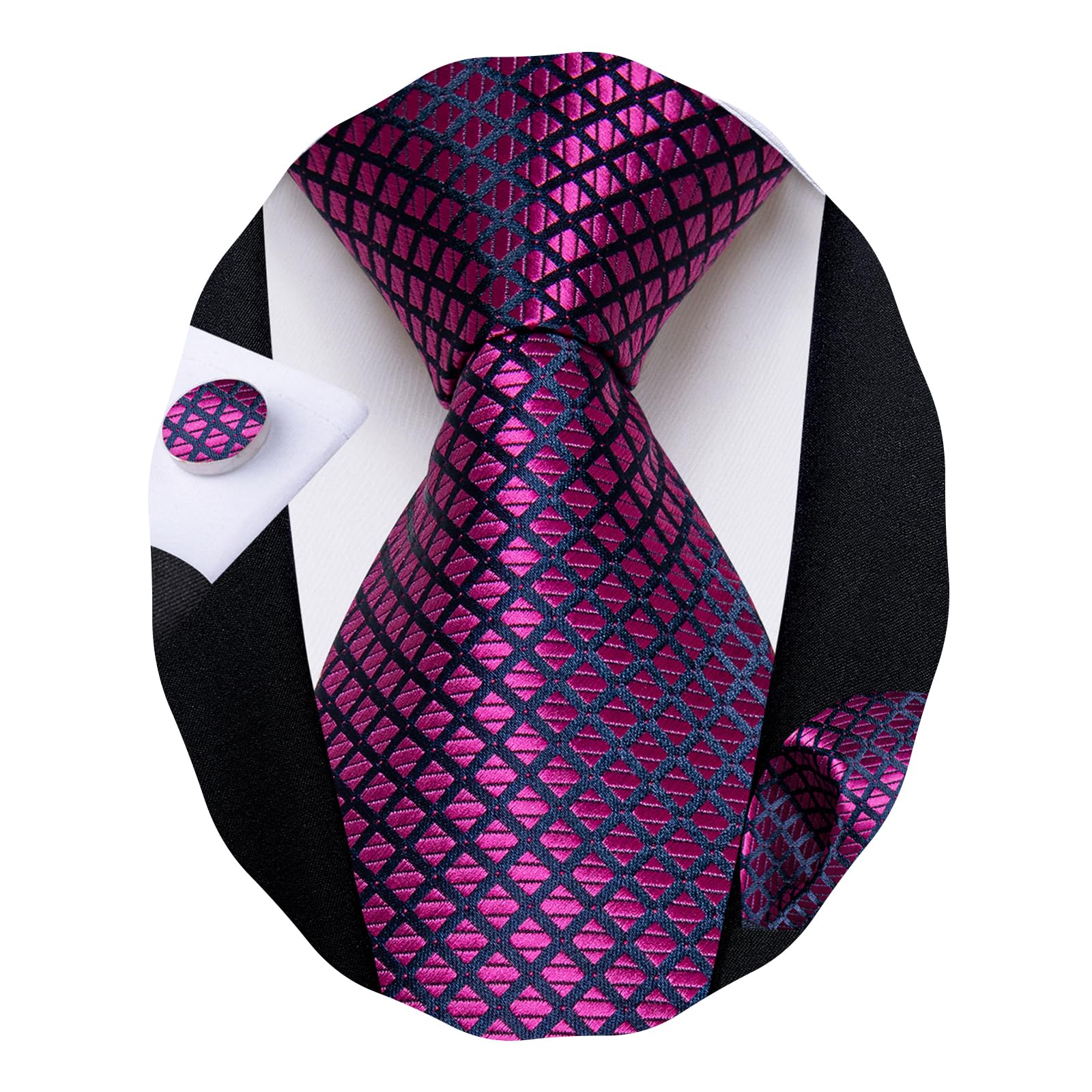 DiBanGu Striped Ties for Men Silk Woven Plaid Necktie | Classic Stripe Pattern,Soft Silk,Wear-resistant,Pocket Square and Cufflinks,Great Gift for Birthday,Business,Meeting
