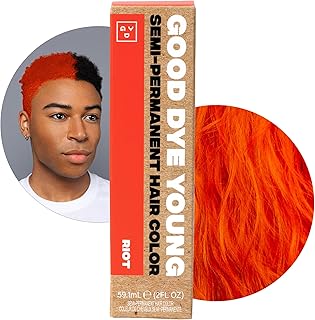 Good Dye Young Streaks and Strands Semi Permanent Hair Dye (Riot Orange) - UV Protective Temporary Hair Color Lasts 15-24+ Washes - Conditioning Orange Hair Dye - PPD-free, Cruelty-Free & Vegan