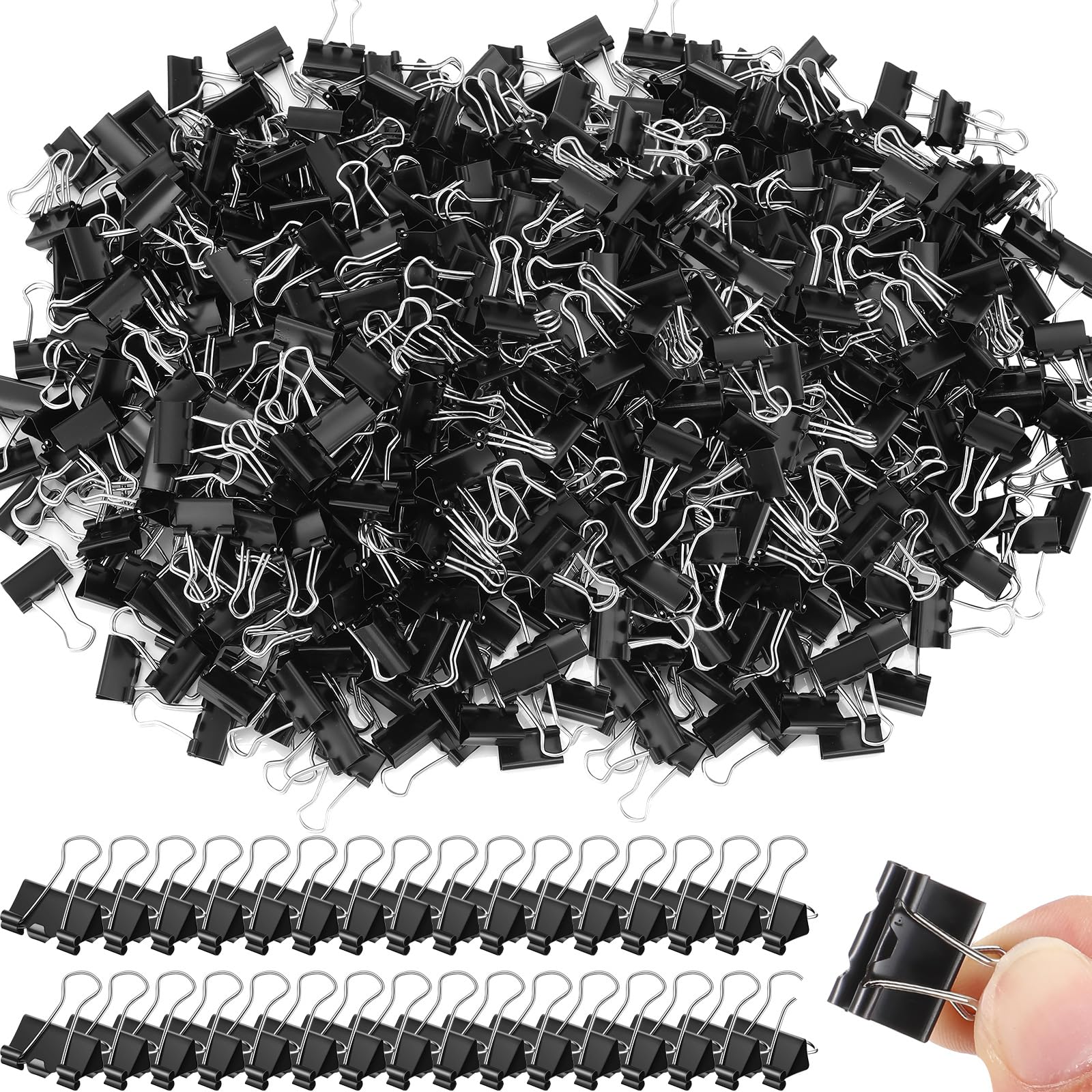 Jetec 500 Pcs Black Binder Clip Paper Clamp Metal Paper Clip, 0.6 Inch