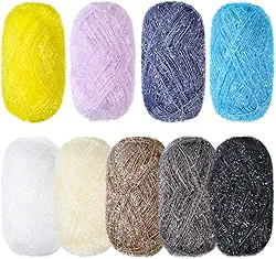 Timgle 9 novelos para panos de prato fio brilhante arco-íris para crochê, tricô, lavagem de louça, projetos de artesanato (clássico)
