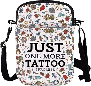 WCGXKO Tattoo Lover Gift Tattoo Artists Gift Just One More Tattoo I Promise Crossbody Purses Bag Messenger Bag MORE TATTOO CR
