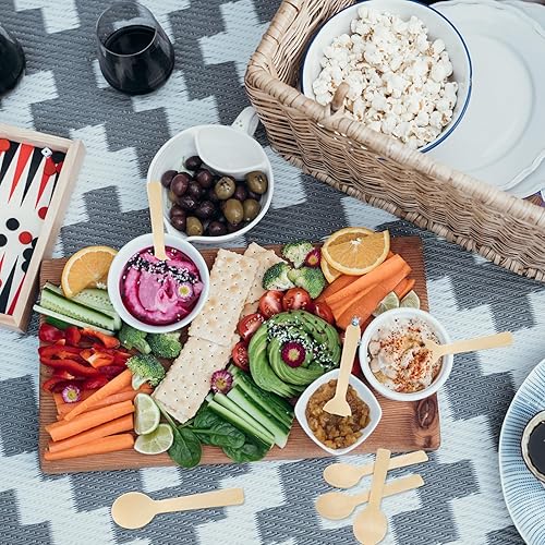 Miniatura 5 de 300 cucharas desechables de madera redondas de 4 pulgadas, cucharas de degustación para fiestas, campamentos, postres, etc