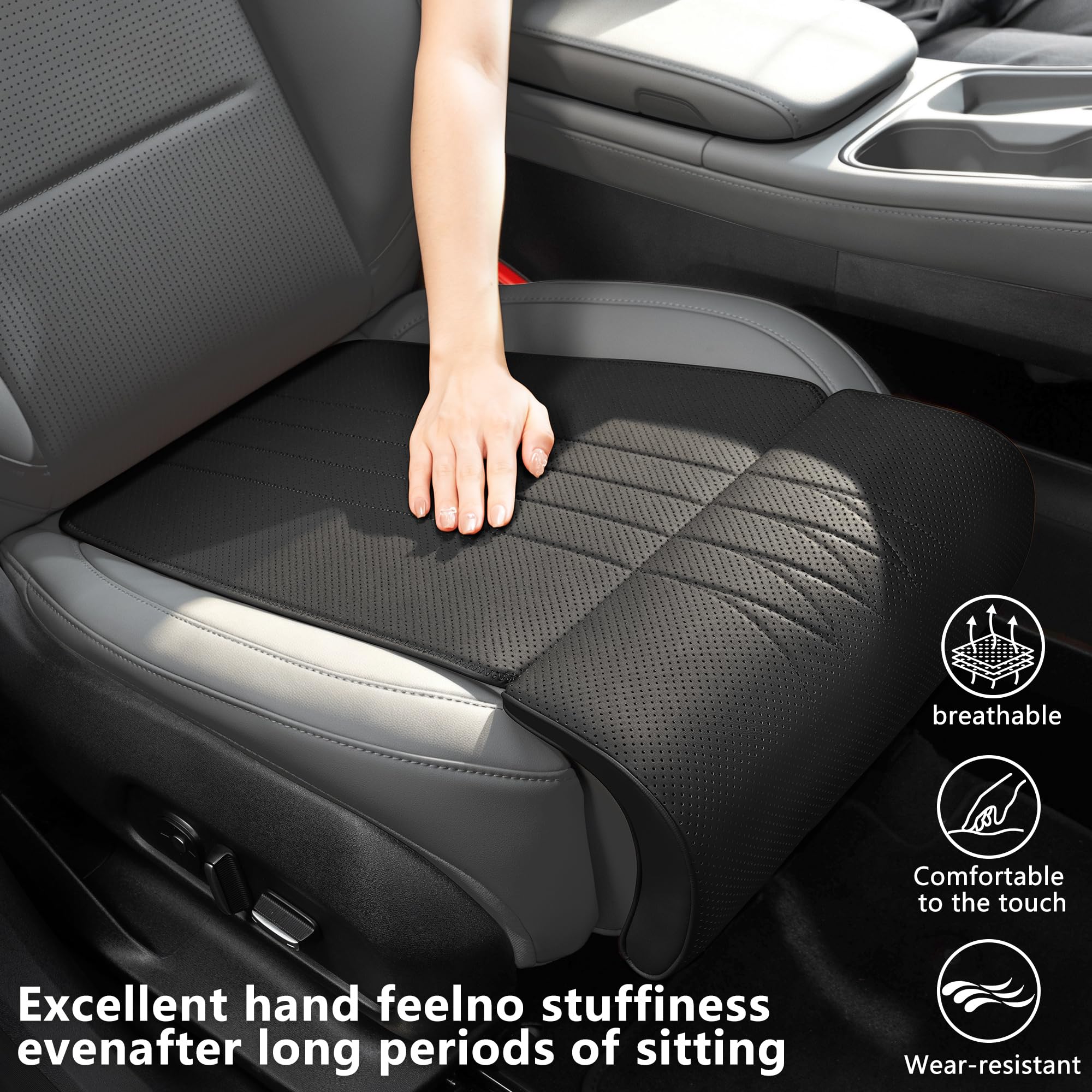 Auto Sitzauflagen, Sitzauflage für Vordersitze, Sitzbezuge Auto Vordersitze Autositzauflagemit Beinstütze, Ideal für Auto und Bürostuhl, Schwarz