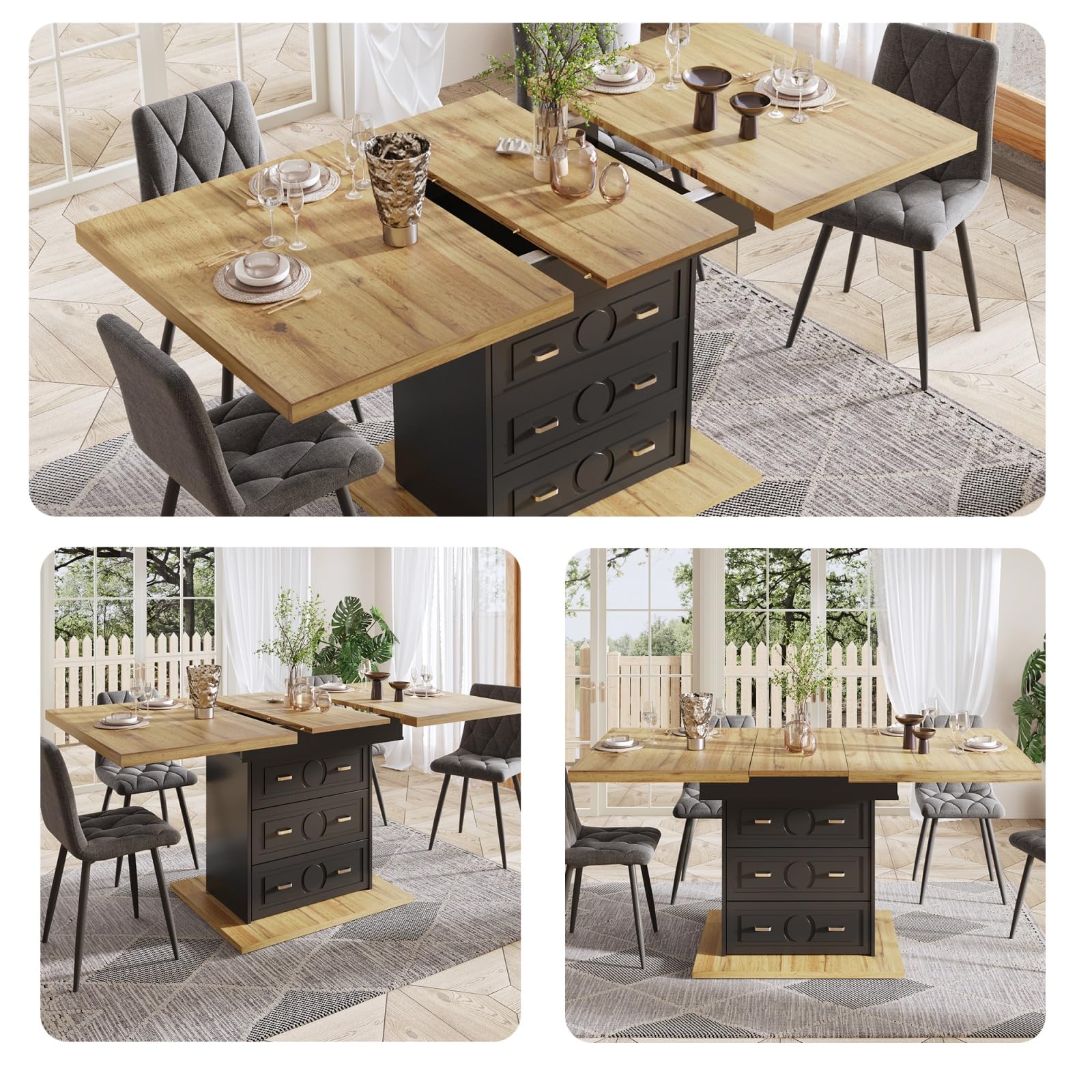 Table à Manger Extensible avec Rangement pour Gagner de l'Espace en Cuisine
