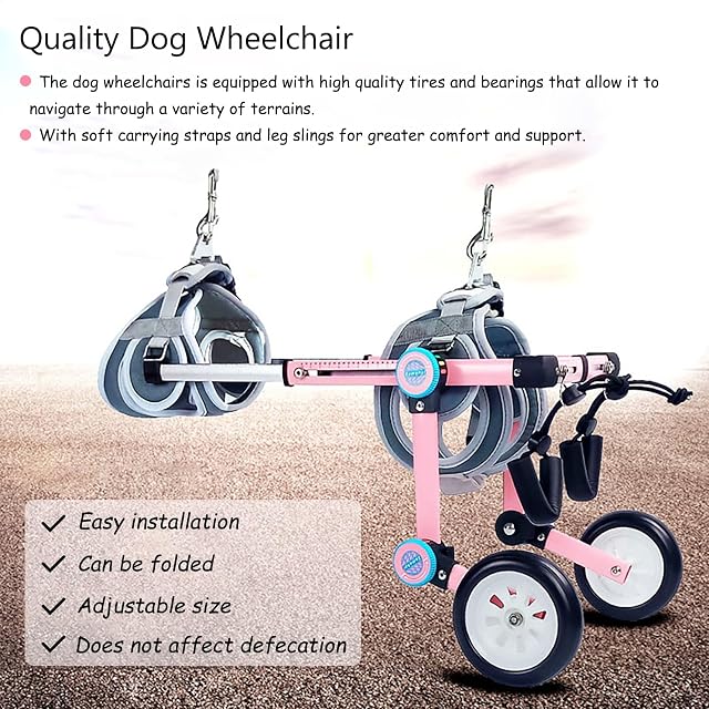 Foto 2 de 7 de Silla Ruedas Perro Silla de Ruedas para Perros Plegable y Ajustable para Patas Traseras