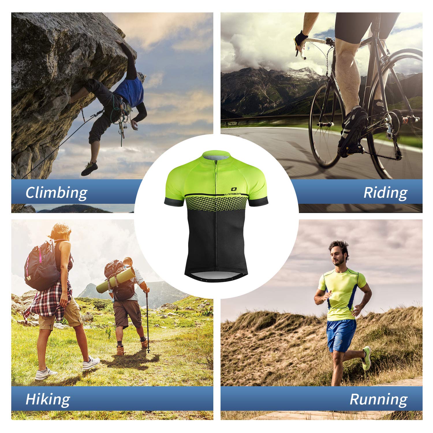 LAMEDA Maglia Ciclismo con Manica Corta Maglietta MTB Traspirante Asciugatura Veloce Riflettente per Multi-Sport Mountain Bike Ciclismo Palestra