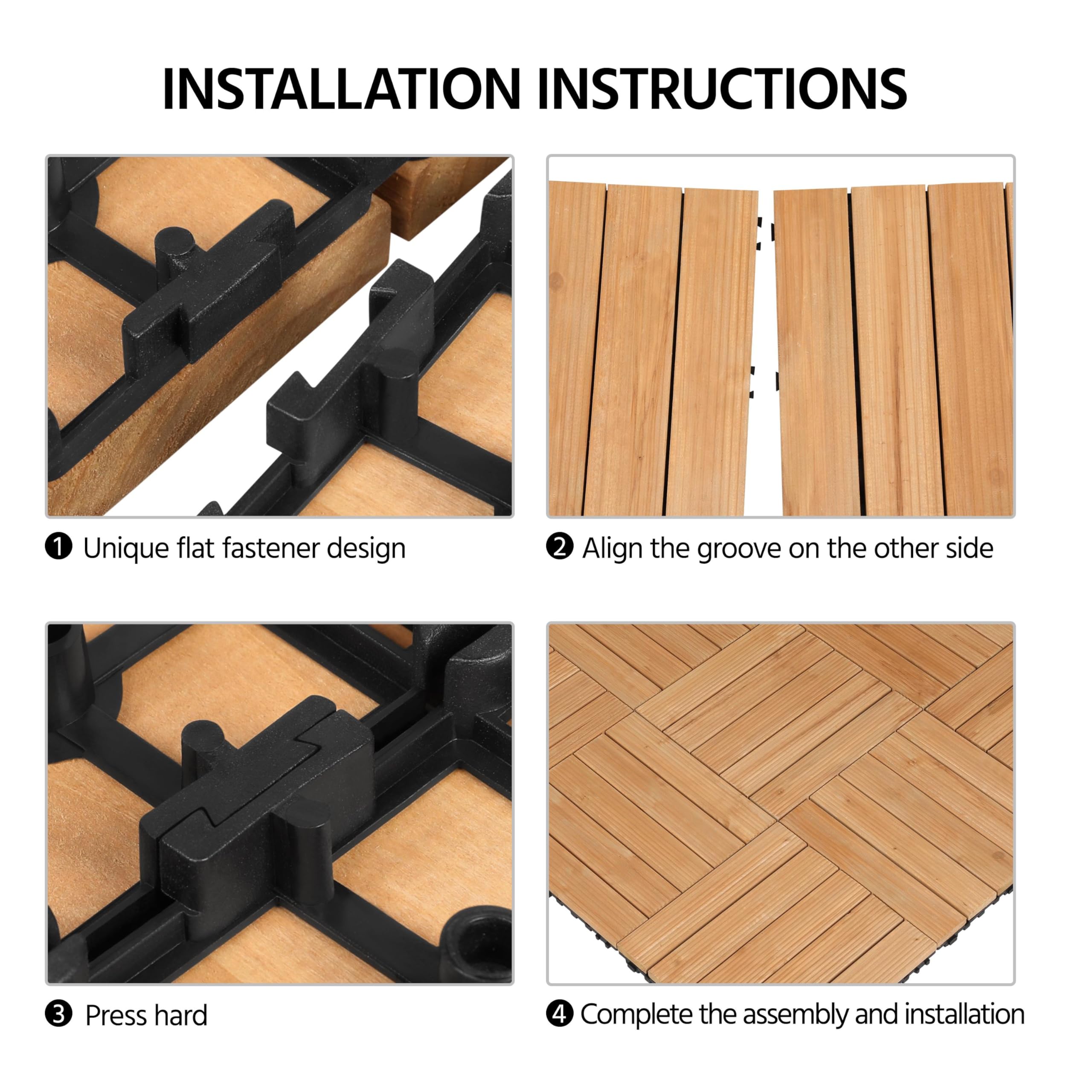 Yaheetech Piastrelle Esterno 30x30 cm 11 Pezzi Legno Pavimento Giardino ad Incastro 1 m² per Balcone Terrazza Patio Tagliabile Marrone