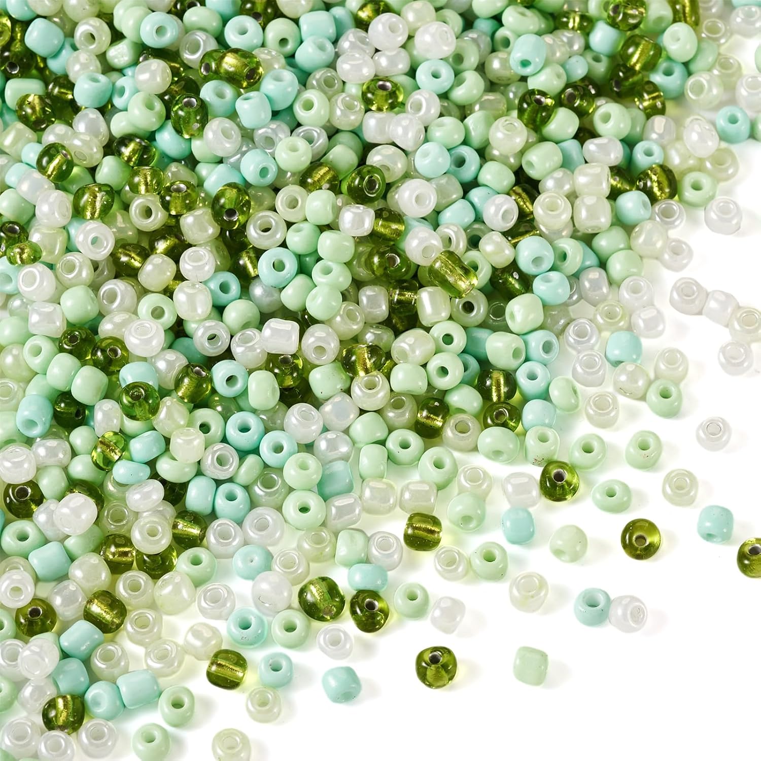 FASHEWELRY 1 Bag 4mm Glass Seed Beads Pale Green Opaque Transparent Round Crystal Pony Beads Small Kandi Beads for Bracelets Necklace Earring DIY Jewelry Making Craft