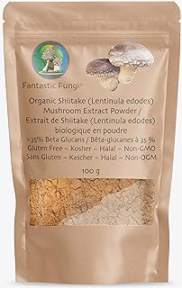 Shiitake (Lentinula Edodes) powder - Fantastic Fungi® 100 grams - 3 month supply -Shiitake mushroom fruiting body powder - (Lentinula Edodes) mushroom extract Concentrated 100:1 Shiitake extract powder ready to use