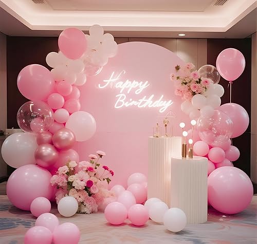 Miniatura 6 de Globos rosados de 145 piezas de diferentes tamaños de 5, 10, 12 y 18 pulgadas, globos de látex redondos de color rosa, kit de arco de helio,