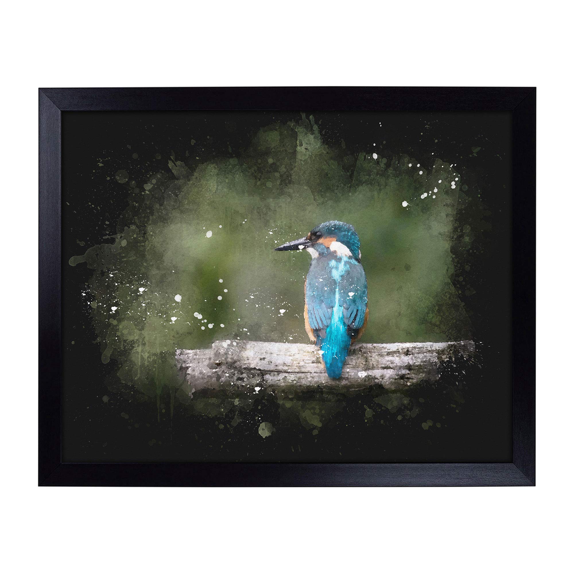 Lap Tray with Cushion | Kingfisher Looking West Paint Splash | Padded Bean Bag Cushion | For Eating, Working, Crafting, Laptop | Portable Table Desk
