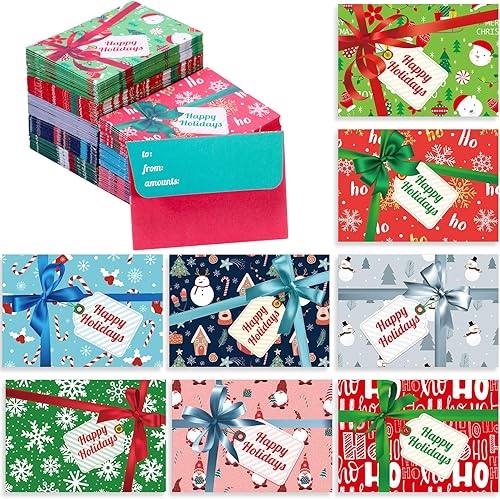 Cholemy 200 sobres para tarjetas de regalo de Navidad, bonitos sobres para regalos de empleados, sobres de colores surtidos, tarjeteros de regalo