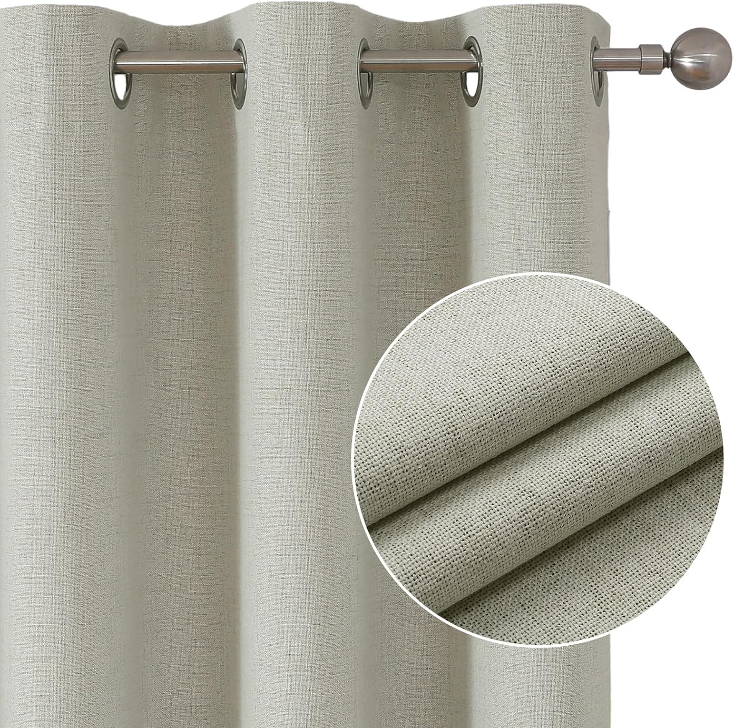 Joydeco 100% Cortinas Opacas 2 Piezas, Lino Cortinas Dormitorio con Ojales Anti Luz Cortina Termica Aislantes Frio y Calor para Salon(Beige Claro, 2x167x228cm)