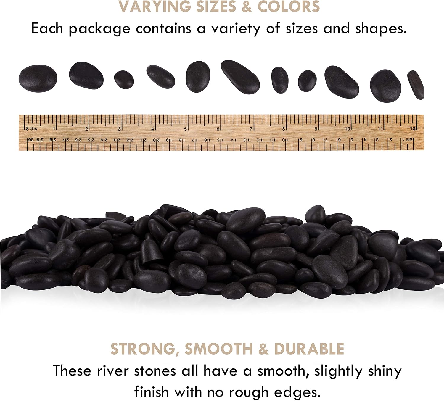 Galashield 5 lb Black Rocks Pebbles for Plants Natural Decorative Polished Stones for Planters Succulent River Rocks Aquarium Gravel (1-2 cm)