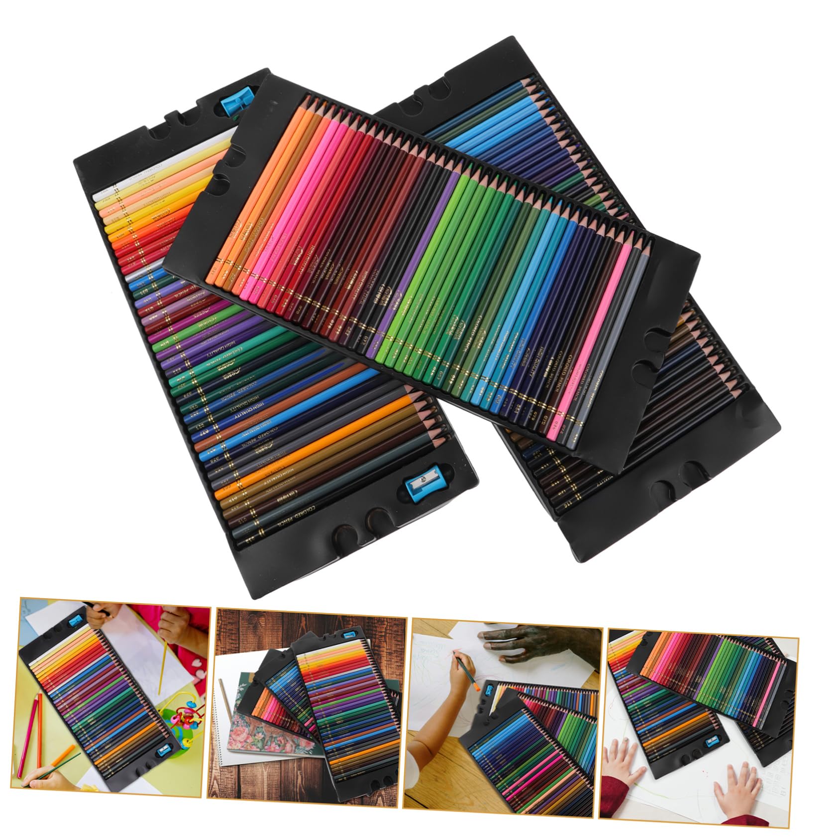 120 pièces Coffret Crayons Couleurs Gras Hexagonaux Set de Crayons de Couleur pour Dessin Artistique Maison École Boîte Transparente Facile à Organiser Adaptés Aux Garçon Fille et