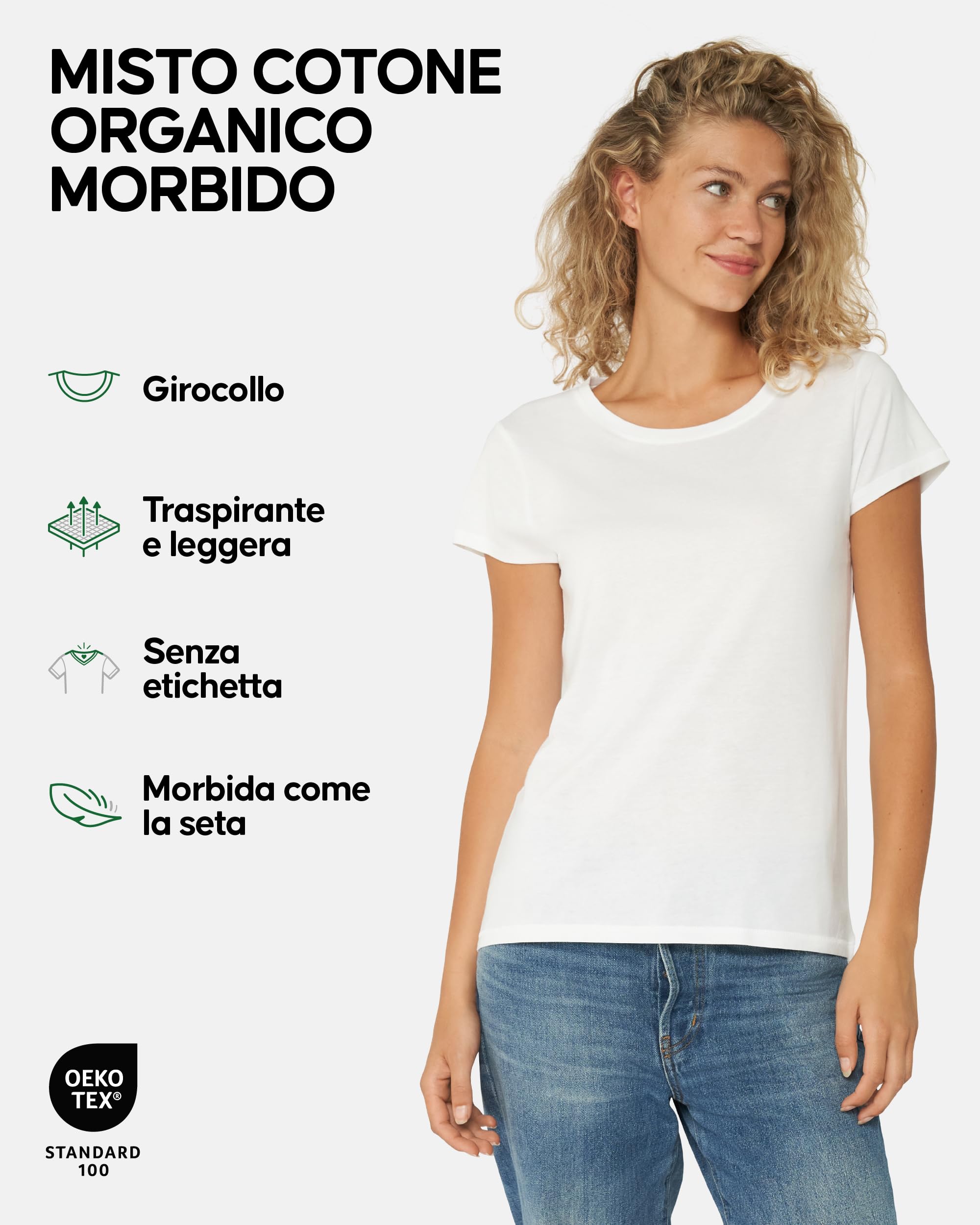 DANISH ENDURANCE Maglietta in Cotone Biologico, T-Shirt a Mezze Maniche, Morbida, Premium, da Donna, 2 Paia