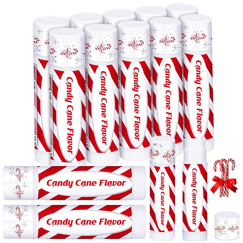 Bálsamo labial Siifert com fragrância de hortelã-pimenta, tema de bengala doce, Pacote com 10