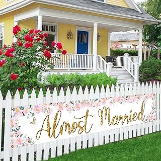 Almost Married Large Banner Sign,Wedding Rehearsal Dinner Decorations Supplies,Engagement Sign Celebrations Party Decor Su...