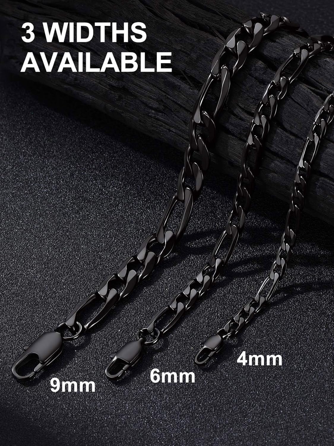 Suplight Figaro Chain for Men Women 4mm/6mm/9mm 18"-30" Stainless Steel Figaro Necklace Chains for Men Hip Hop Jewelry, Send Gift Box