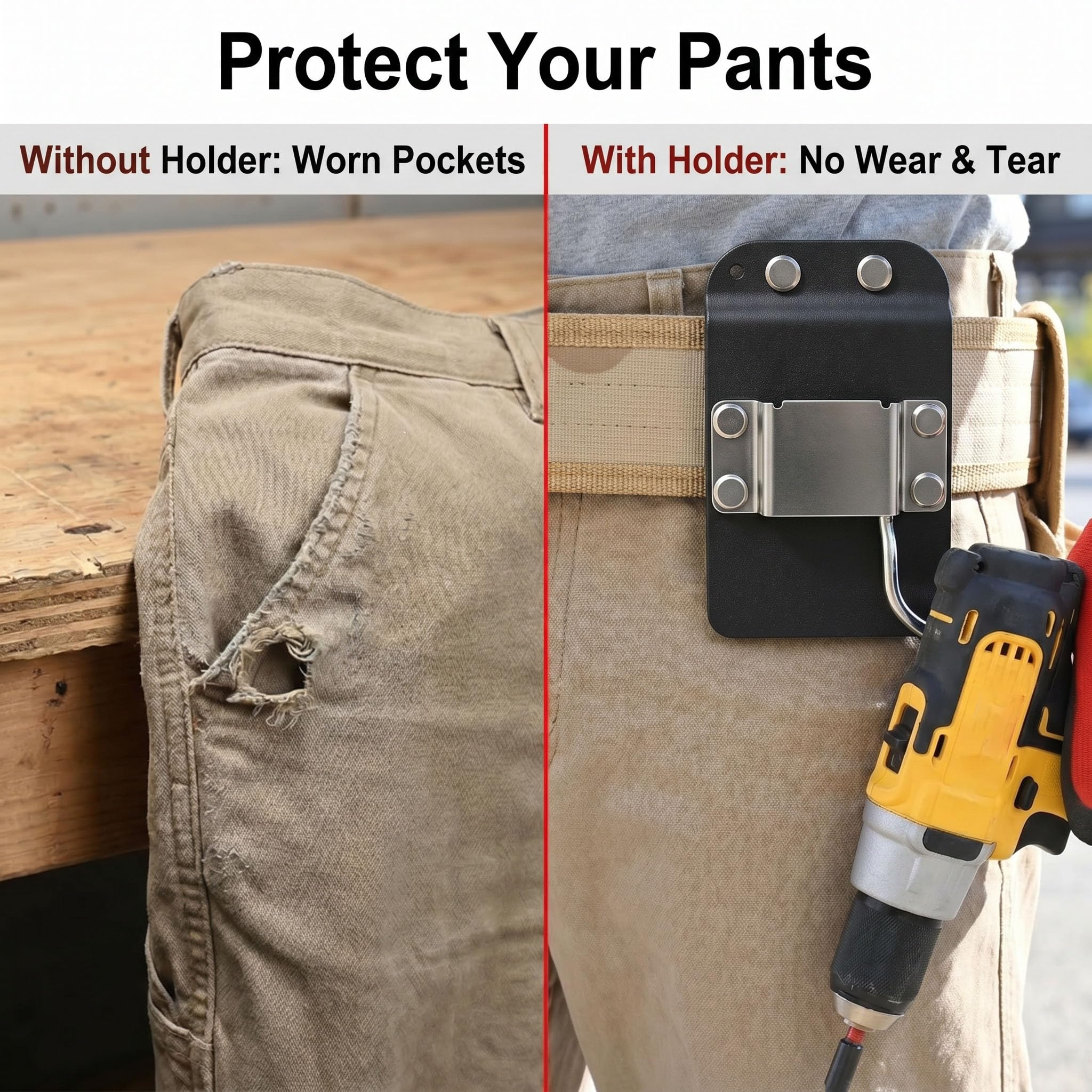 Drill Catcher Drill Holder for Tool Belt - Quick Access Low Profile for Impact, Nailer, Tape Measure, Any Tools with Hanger Clips - Durable Wear & Scratch Resistant — Amazon image 4