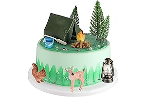 Yookeer 11 Pcs Happy Camper Birthday Decoration Cake Topper for Camping Party