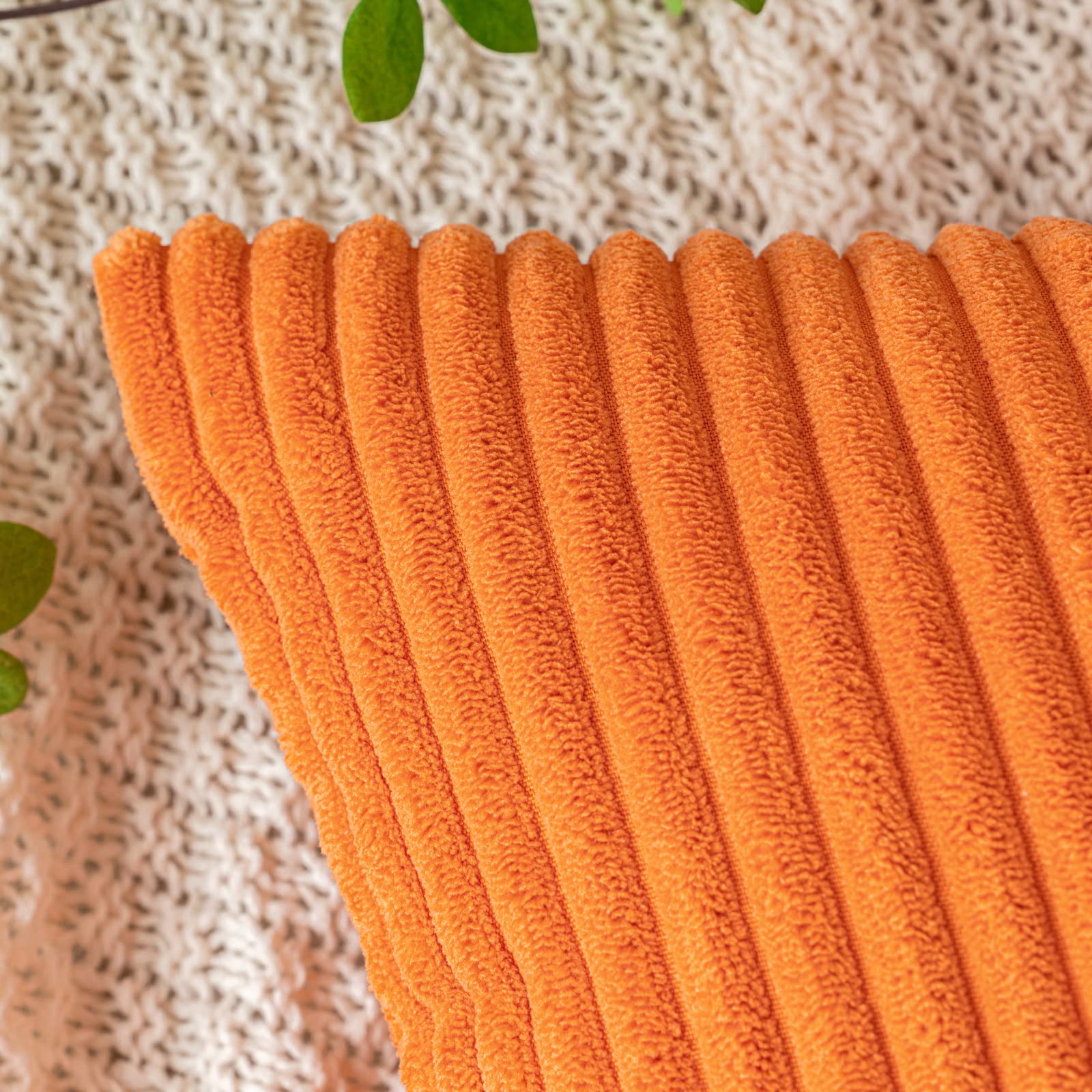 EMEMA Cushion Cover 40 x 60 cm Autumn Corduroy Cushion Covers Decorative Cushion Sofa Cushion Cord Cushion Cover Decorative Soft for Sofa Living Room Bedroom Set of 2 Orange - Image 3