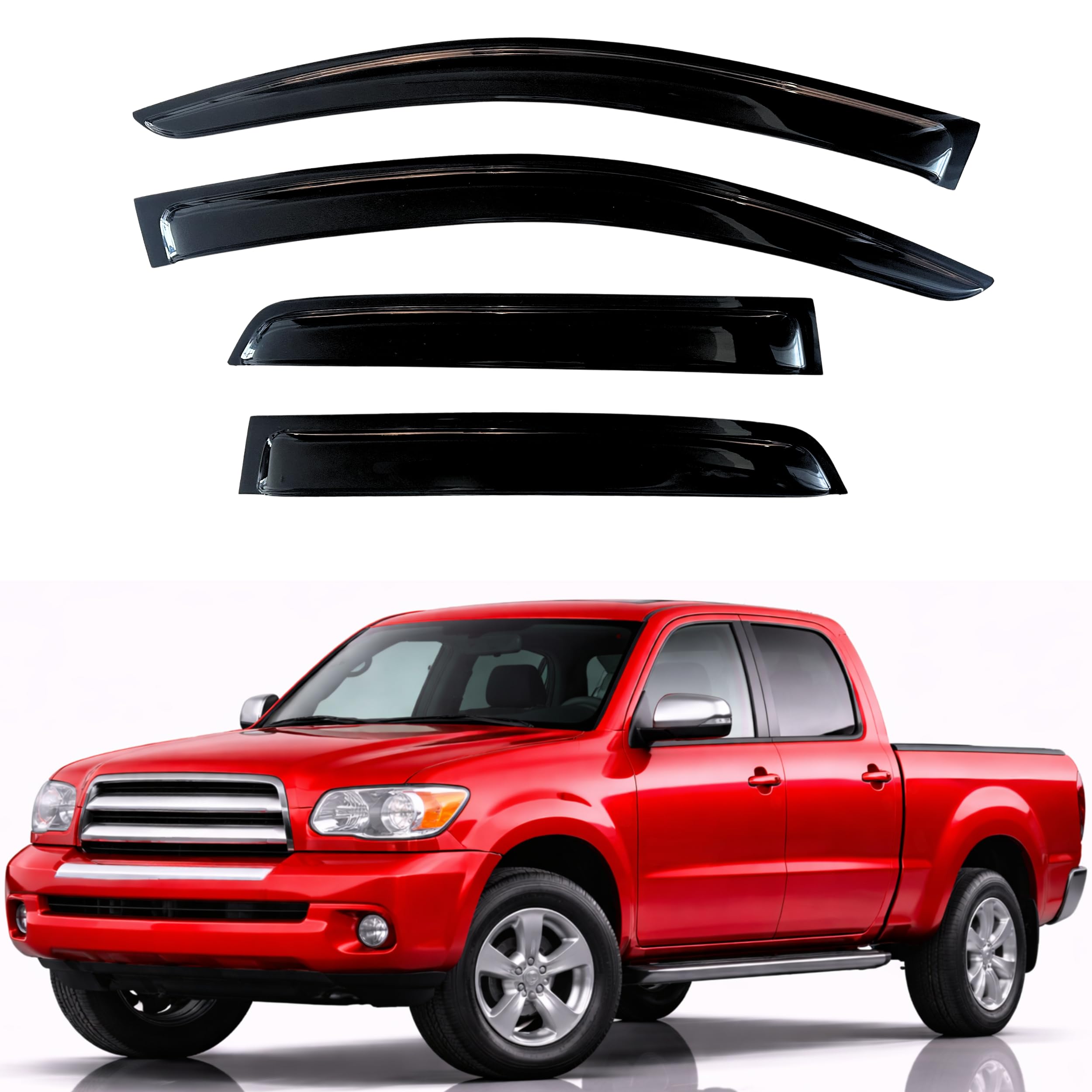 KPY Rain Guards Fit for 2004-2006 Toyota Tundra Double Cab, Out-Channel Window Visors Vent Wind Deflectors 4PC, Truck Accessories for 04-06 Tundra Crew Cab (Full-Size Cabs)