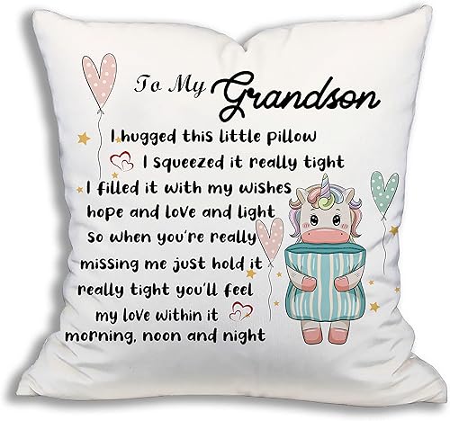 TopXmai Fundas de almohada con texto en inglés To My Grandson para regalar a mi nieto de la abuela, abuelo, para Navidad, regalos universitarios,