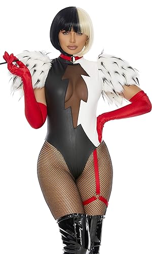 Forplay womens 3pc. Movie Villain Character Costume - Black White - X-Small/Small