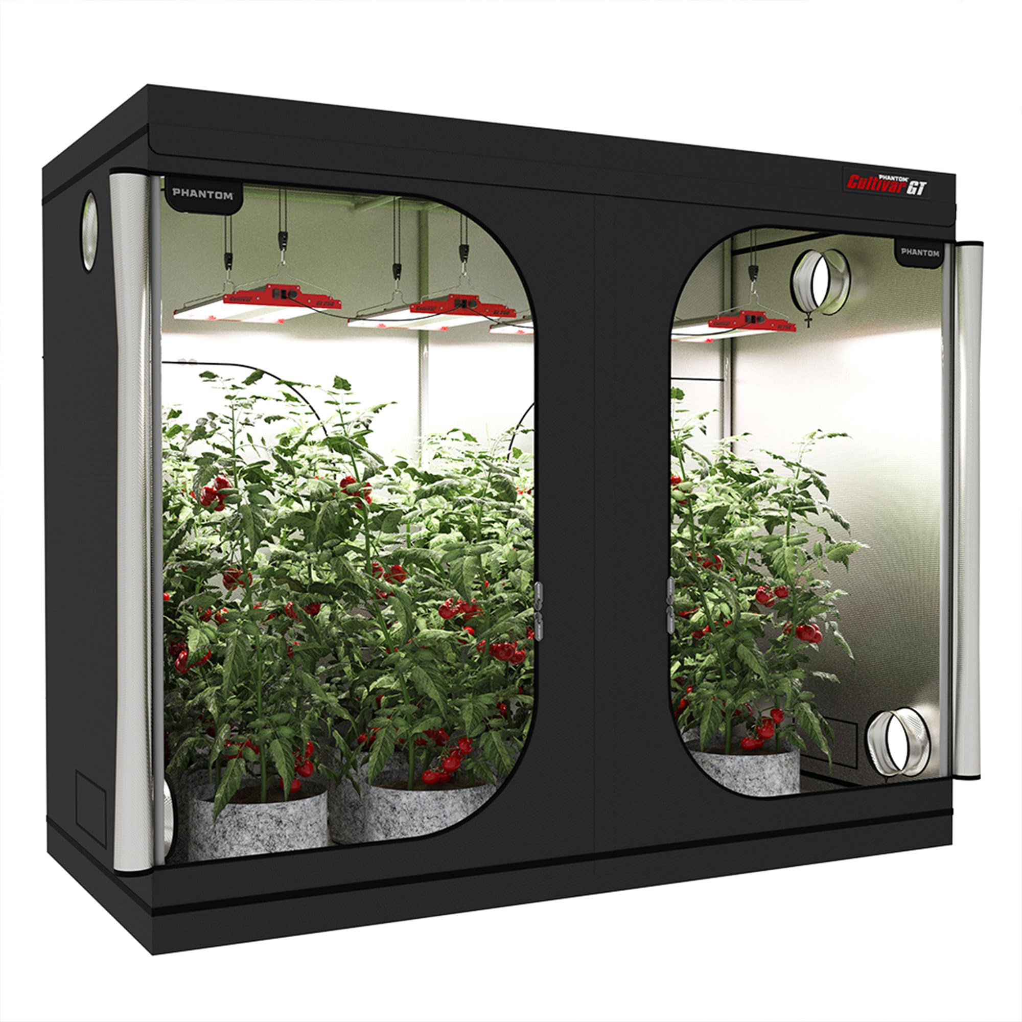 PHANTOM Cultivar GT84 - Tienda de cultivo de acero de 8 x 4 pies con capacidad de peso de 200 libras, mylar de diamante de alta reflectividad y cremalleras SBS auténticas