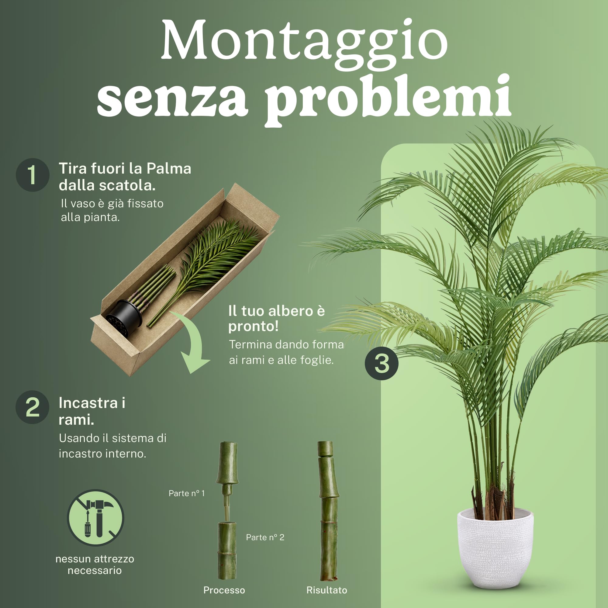 Maia Shop Palma Areca 120 cm - Pianta Artificiale da Interno | Pianta Artificiale Alta con Foglie Realistiche per Casa Soggiorno Ingresso Ufficio - Vaso Nero Incluso