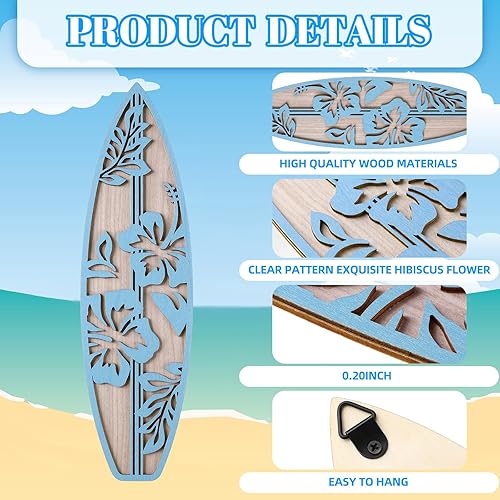 Miniatura 3 de RattanView 3 piezas de decoración de tabla de surf para dormitorio, decoración de pared de playa de madera, tabla de surf de verano, letrero