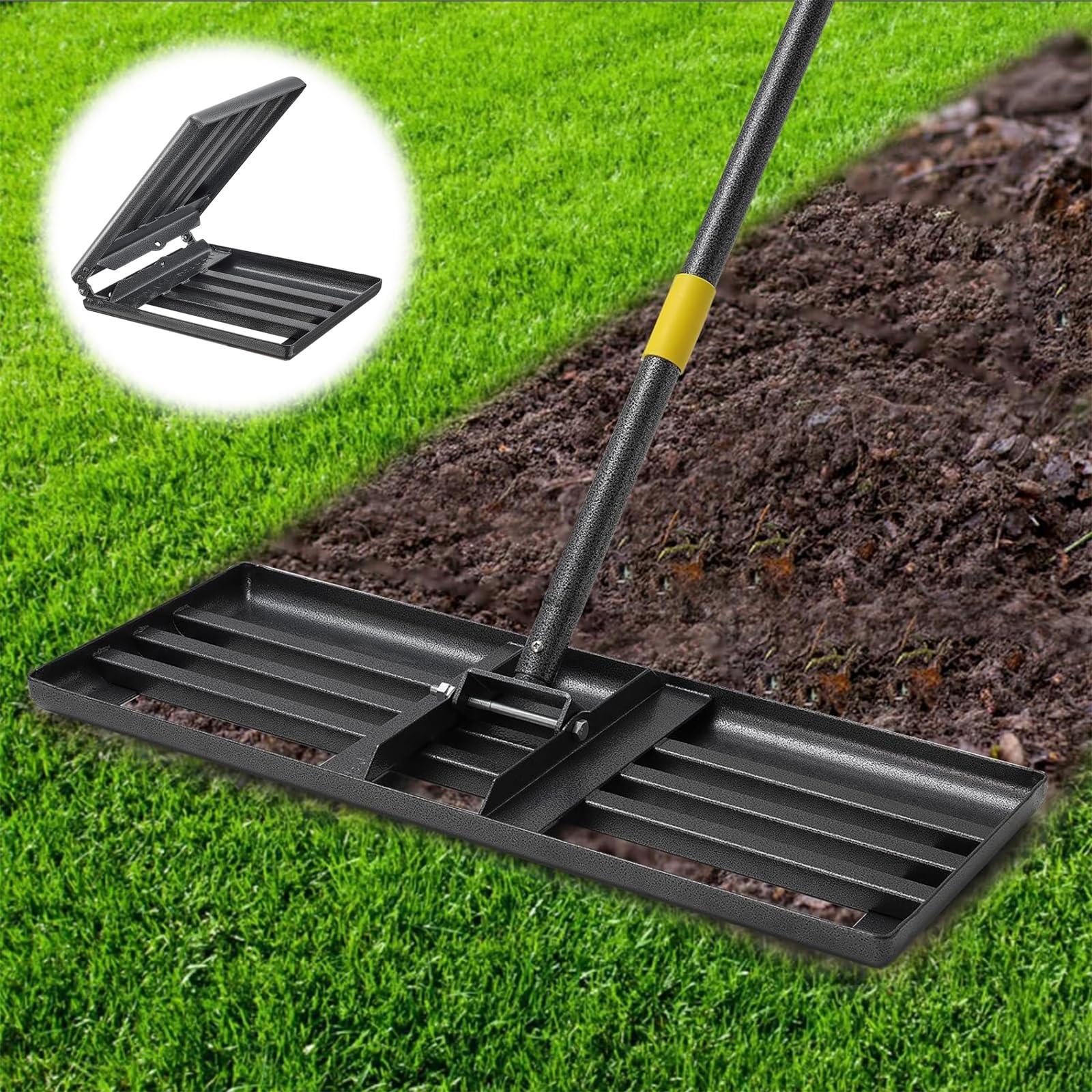 Lawn Leveling Rake, 66x25 cm Leveling Rakes for Lawn Heavy Duty, 5FT ...