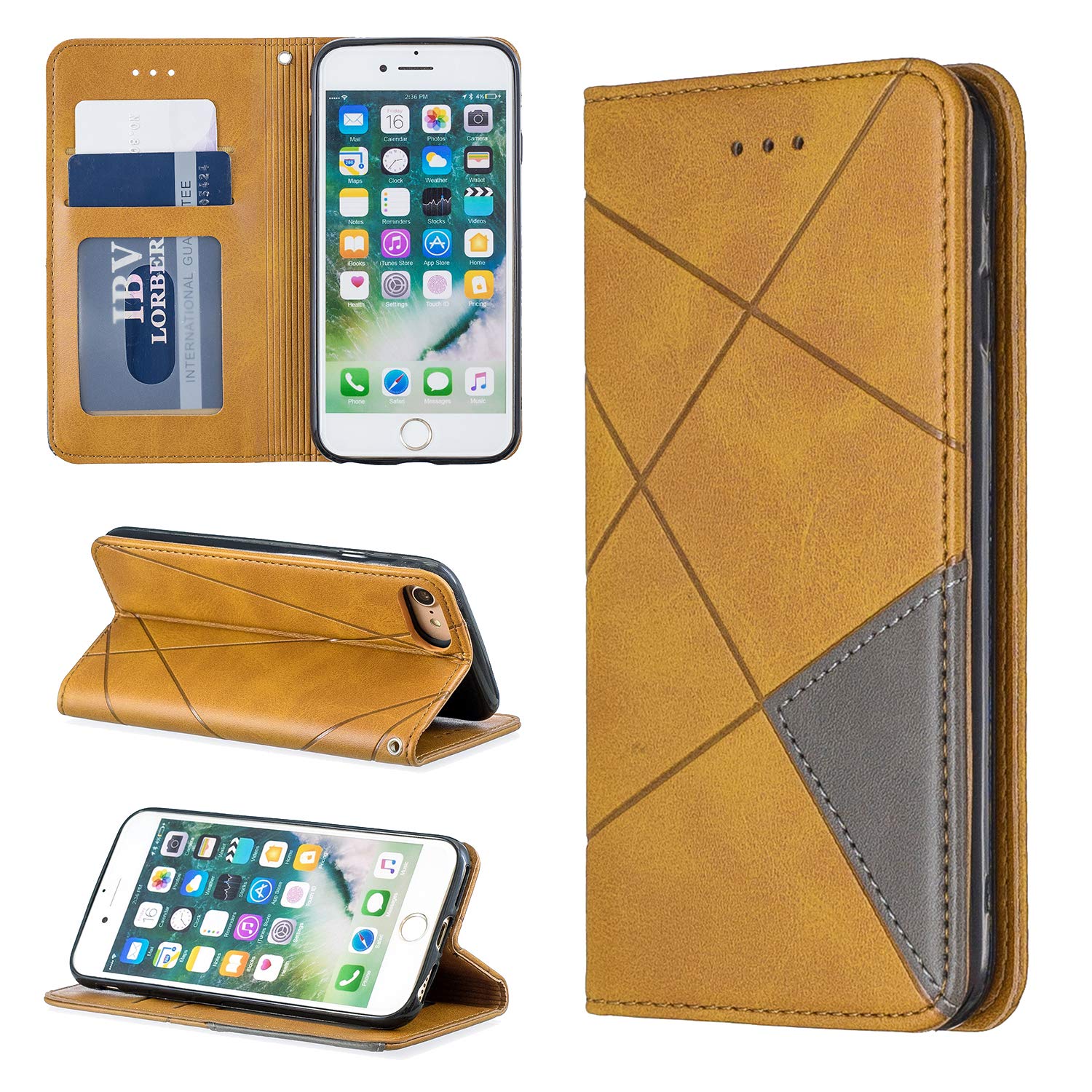JayModCase Cover Per IPhone SE 2020 / 8 / 7 (4,7'') – Custodia A Libro Con Portafoglio, Chiusura Magnetica, Slot Carte, Supporto, Motivo Albero Della Vita, Nero