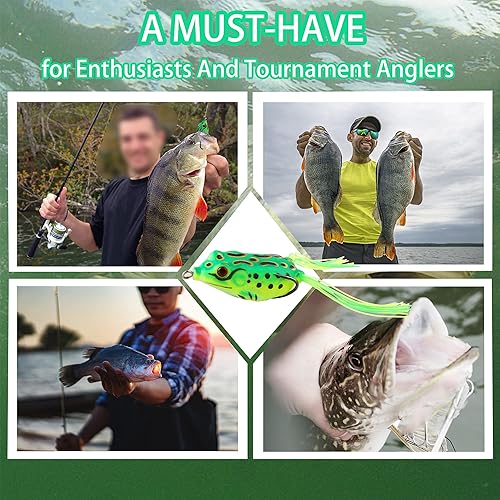 Miniatura 7 de 5 piezas de juegos de señuelos de rana de agua superior con caja de cebo, señuelos de rana de rayo de rana de pesca de agua superior, cebo suave
