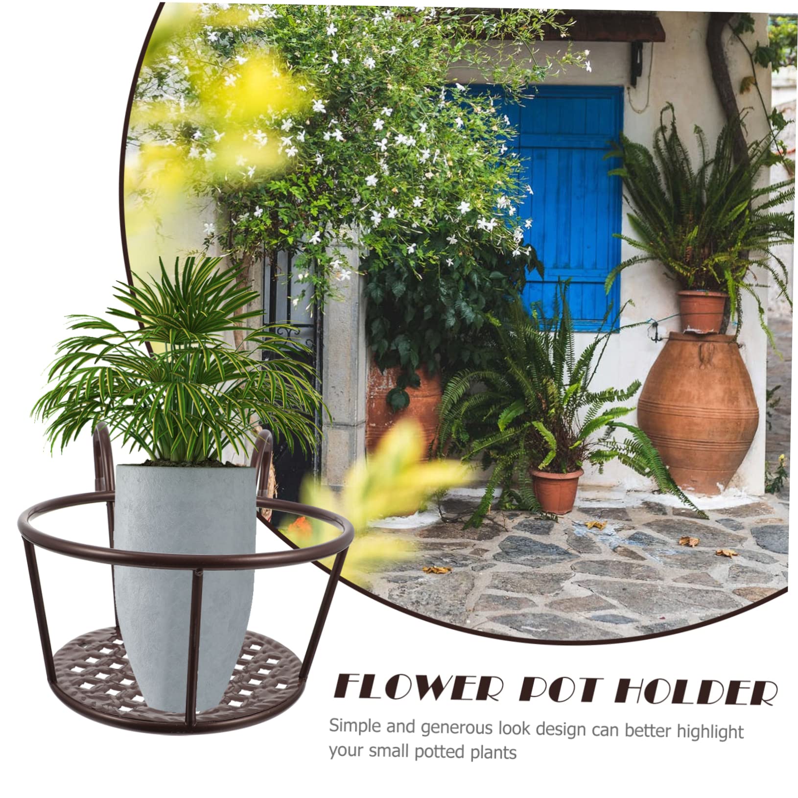 UPKOCH 2 Stück Blumentopfhalter Balkongeländer Wandhalter Metall Hängender Pflanztopfständer für Terrasse Balkon Stabiler Blumentopfständer mit Schutzgeländer Schwarzer und Antiker