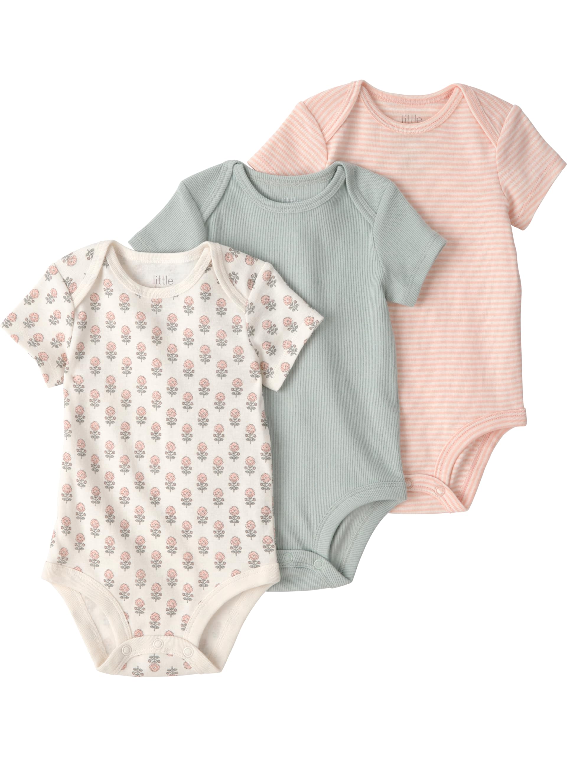 little planet by carter's Unisex Baby 3-pack Short Sleeve Bodysuits Made With Organic Cotton