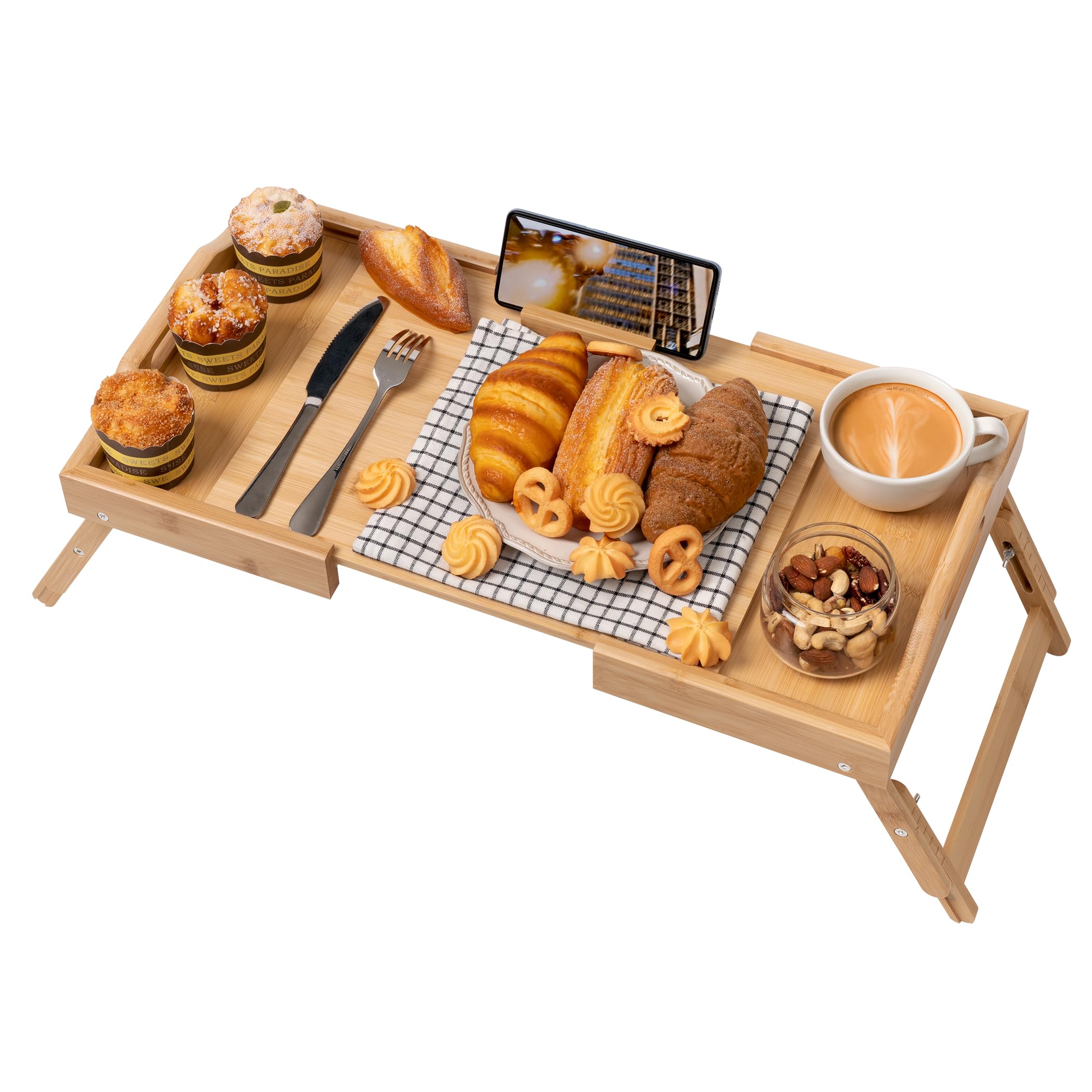Photo 1 of Lavievert Expandable & Height Adjustable Bed Tray Table with Phone Holder