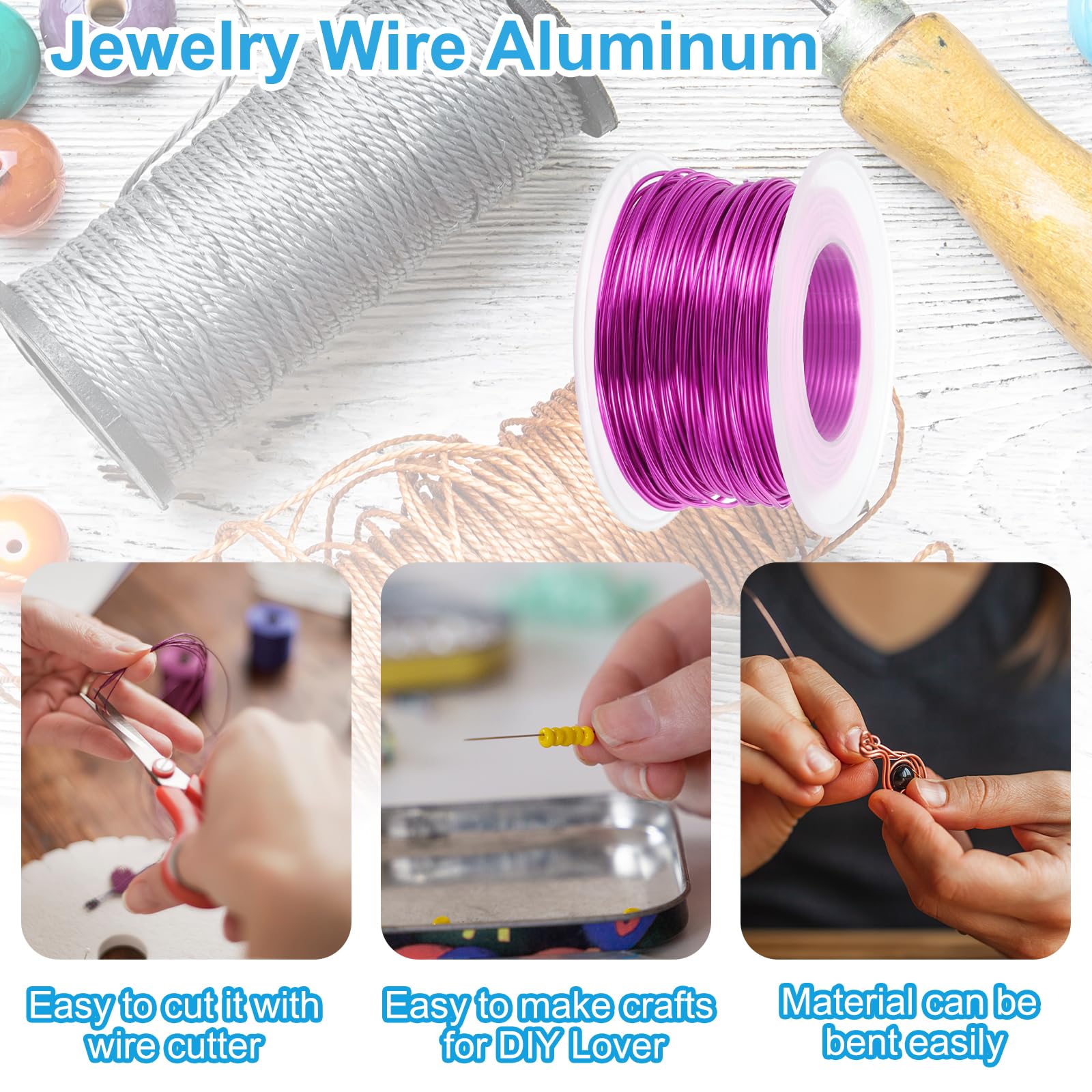 PATIKIL 18 Gauge 1mm Aluminum Craft Wire, 98.4 Ft Metal Wire Armature Bendable Wire for Jewelry Making Metal Wrap DIY Dark Pink - Image 3