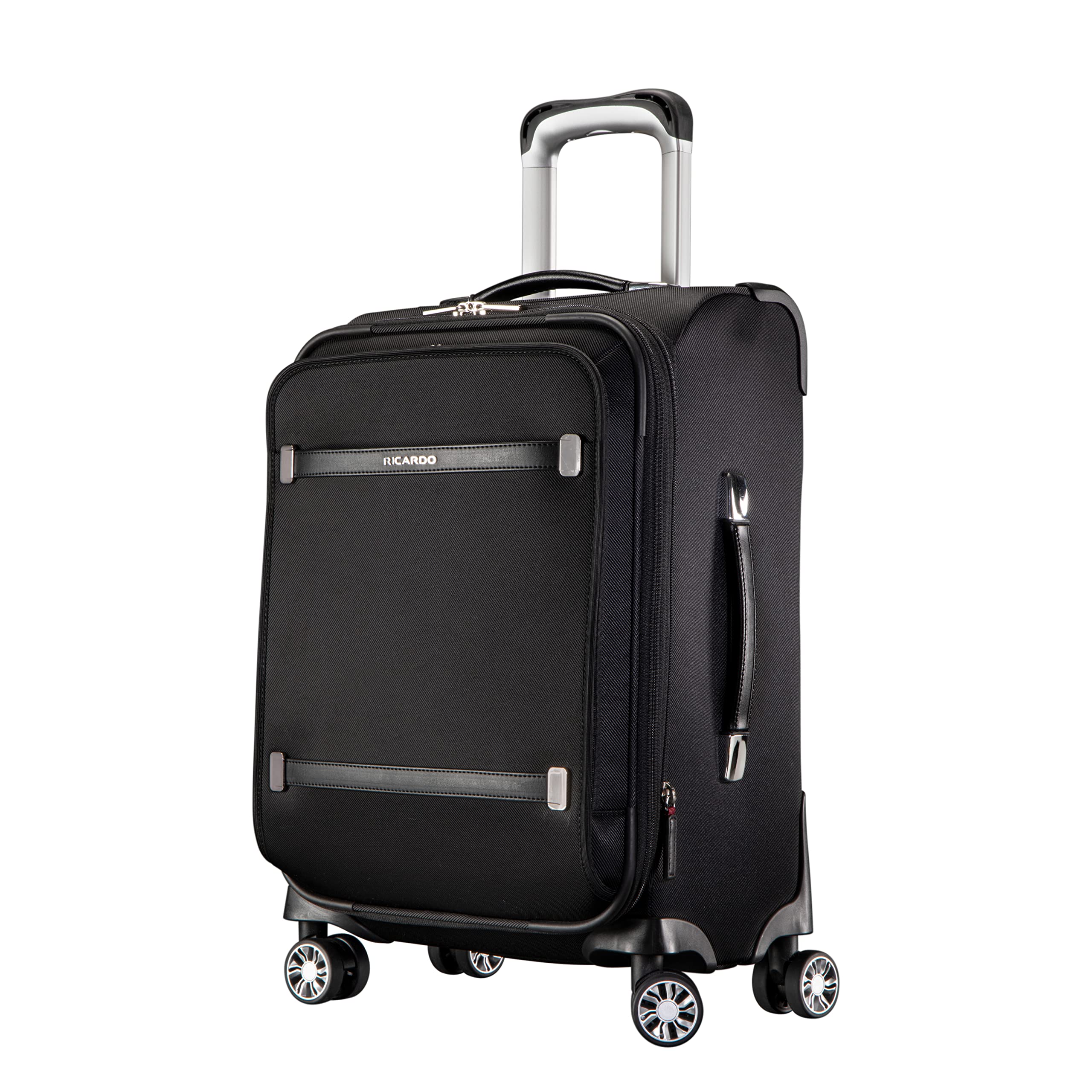 Ricardo Beverly Hills Rodeo Drive 2.0 Softside 4 Wheel Spinner, TSA Lock, Lightweight Suitcase, Unisex, Stylish, Black, 21-Inch Carry-On