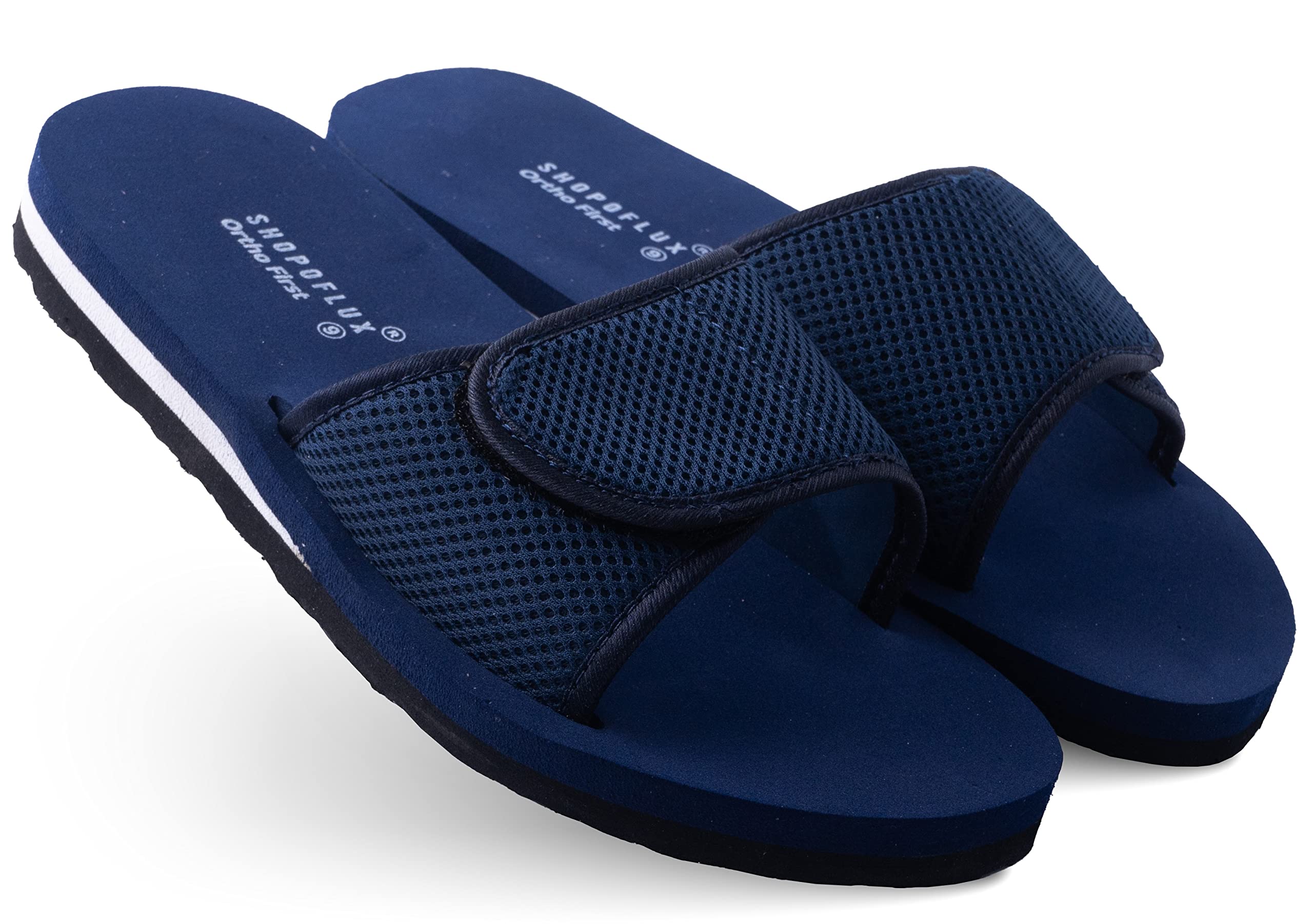 SHOPOFLUX Ortho First Slippers for Men | Adjustable Strape Orthopaedic Doctor Chappal Flip-Flop Footwear and House Slippers for Gents and Boys (Blue, numeric_9) (B09NGF4JL3) Amazon Price History, Amazon Price Tracker