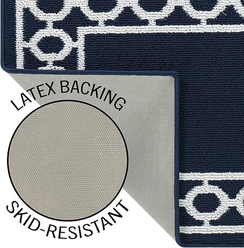 Miniatura 4 de Creative Home Ideas Alfombra acolchada con borde de enrejado Christine - Decoración moderna del hogar, alfombra lavable - Alfombra decorativa para