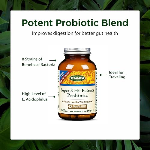 Miniatura 4 de Flora - Probiótico Super 8 de alta potencia - Probiótico diario para la salud intestinal y digestiva - 42 mil millones de UFC - Contiene cepas de