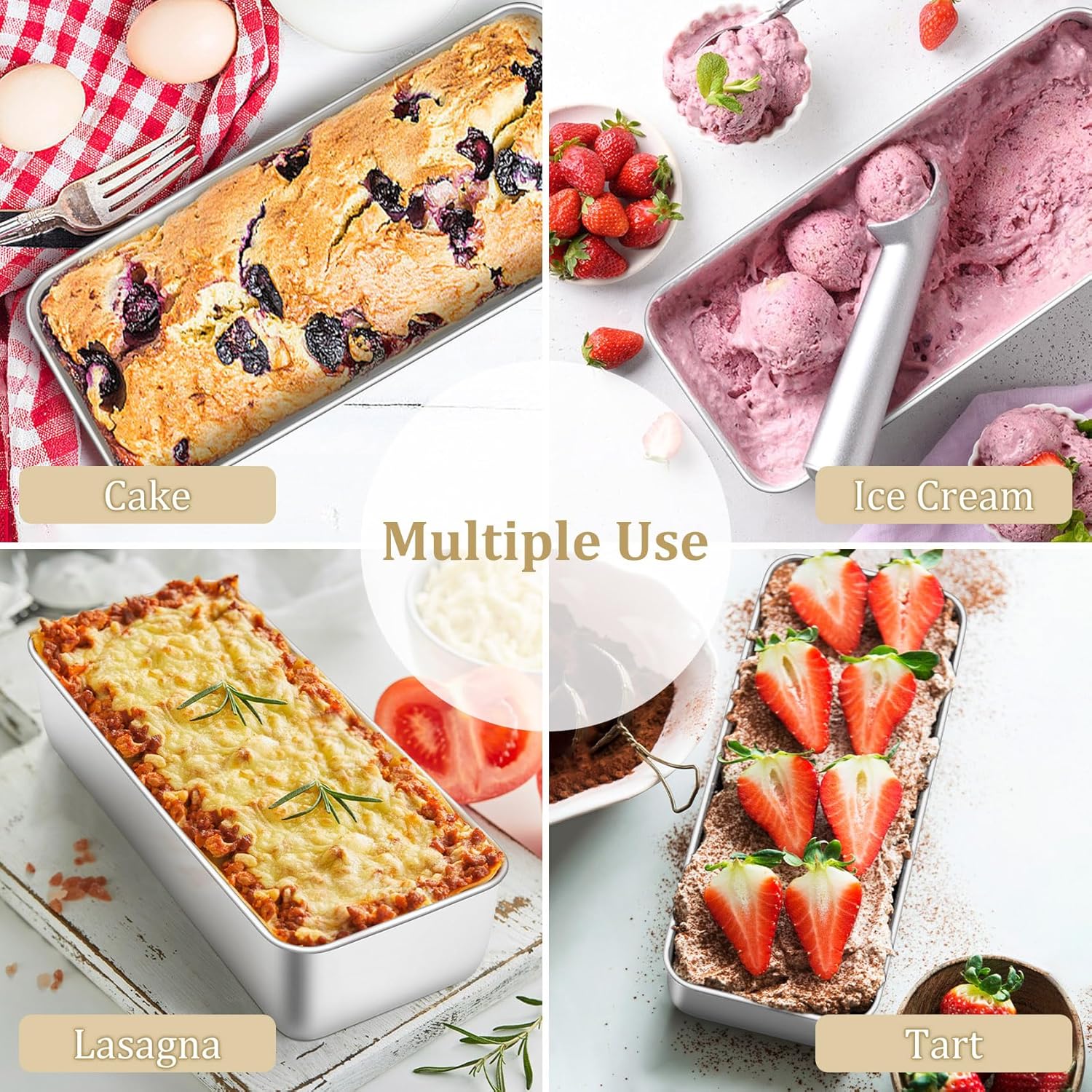 TeamFar Loaf Pan, 12 x 5 Inch Stainless Steel Loaf Pans for Baking Bread, 2 Pack Large Bread Loaf Baking Pan for Homemade Bread, Meatloaf, Cake, Brownies, Non-Toxic, Heavy-duty, Oven & Dishwasher Safe - Image 7