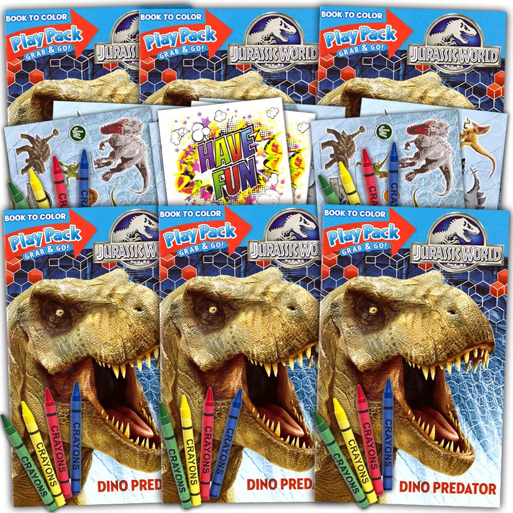 Jurassic World Party Supplies Ultimate Favors Packs -- 6 Sets with Stickers, Coloring Books and More (