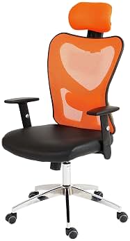 Mendler Profesional de Oficina – Silla Atlanta XXL, giratoria, 150 kg de Piel sintética ~ Naranja