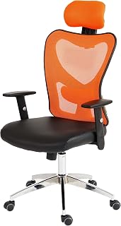 Mendler Profesional de Oficina – Silla Atlanta XXL, giratoria, 150 kg de Piel sintética ~ Naranja