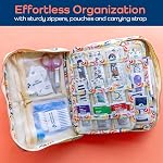 KeepGoing Large Home First Aid Kit for Kids – 270 Pc. First Aid Kit for Car, Home, Dorm, & Boat with Latex-Free Bandages – 10 x 7 x 3.5 in. Travel First Aid Kit (Suuny Rainbow)